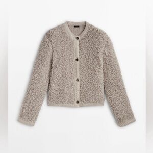 NWT Massimo Duttti Boucle Knit Cardigan Alpaca Beige Mink Blogger Favorite Large
